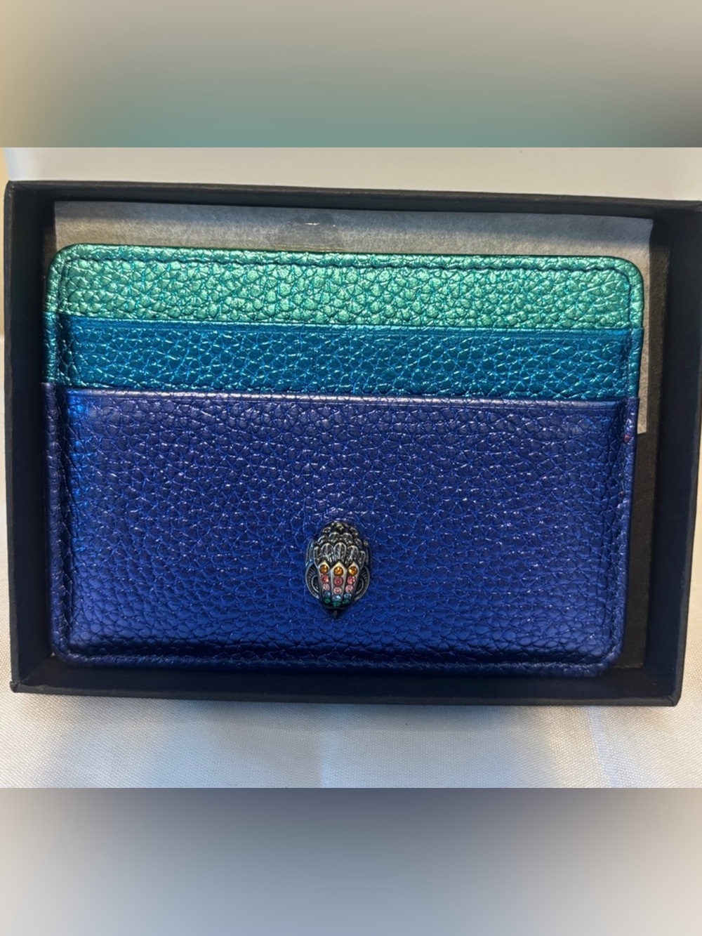 Kurt Geiger Metallic Blue and Teal Card Case